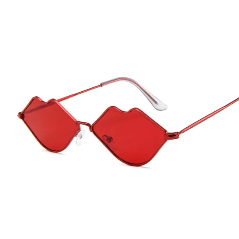 Tinted Kiss Shape Sunglasses - Red / One Size