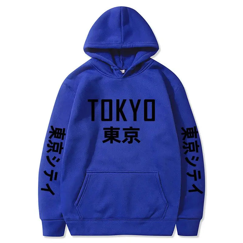 Tokyo Kanji Print Hoodie - Blue 2 / S - Hoodies