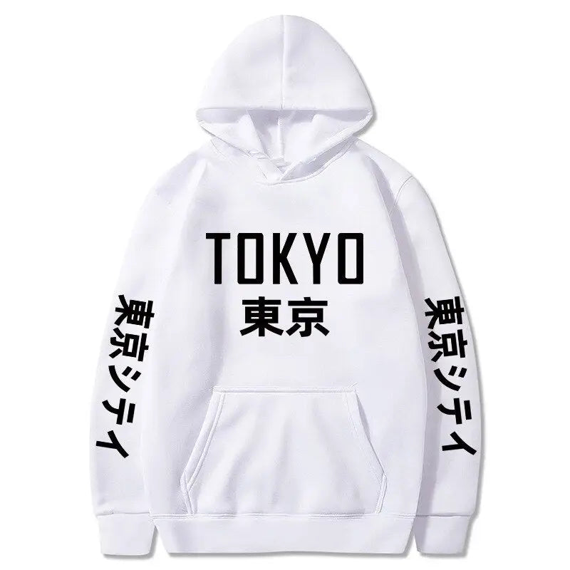 Tokyo Kanji Print Hoodie - White / S - Hoodies