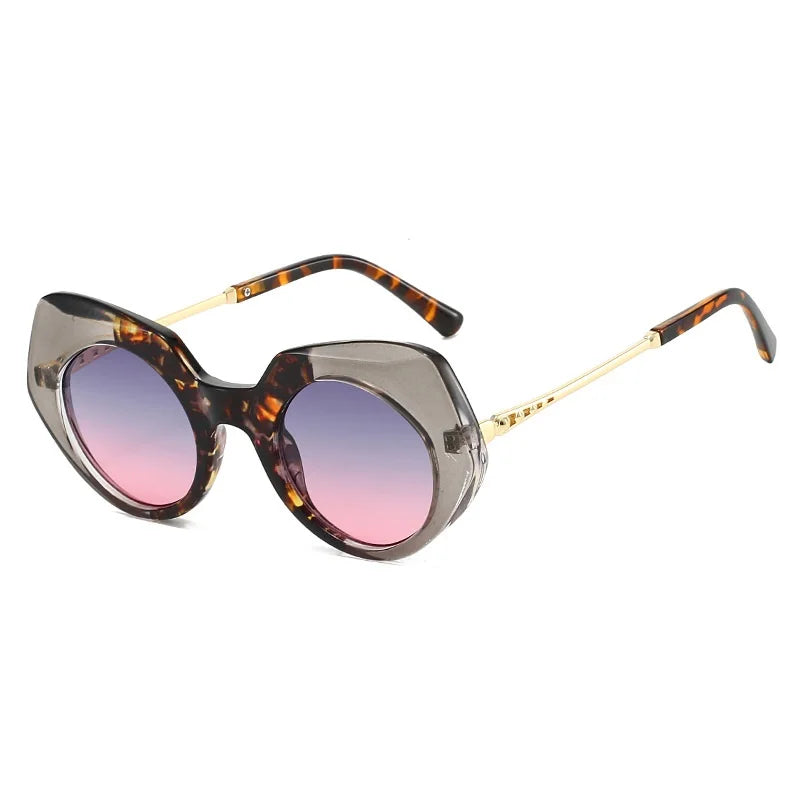 Tortoiseshell oversized round frame sunglasses showcasing chunky acetate material and alternative fashion styling detail.