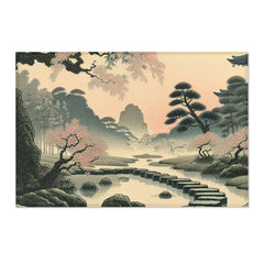 Traditional Artwork Area Rug with Dew-Soaked Bamboo