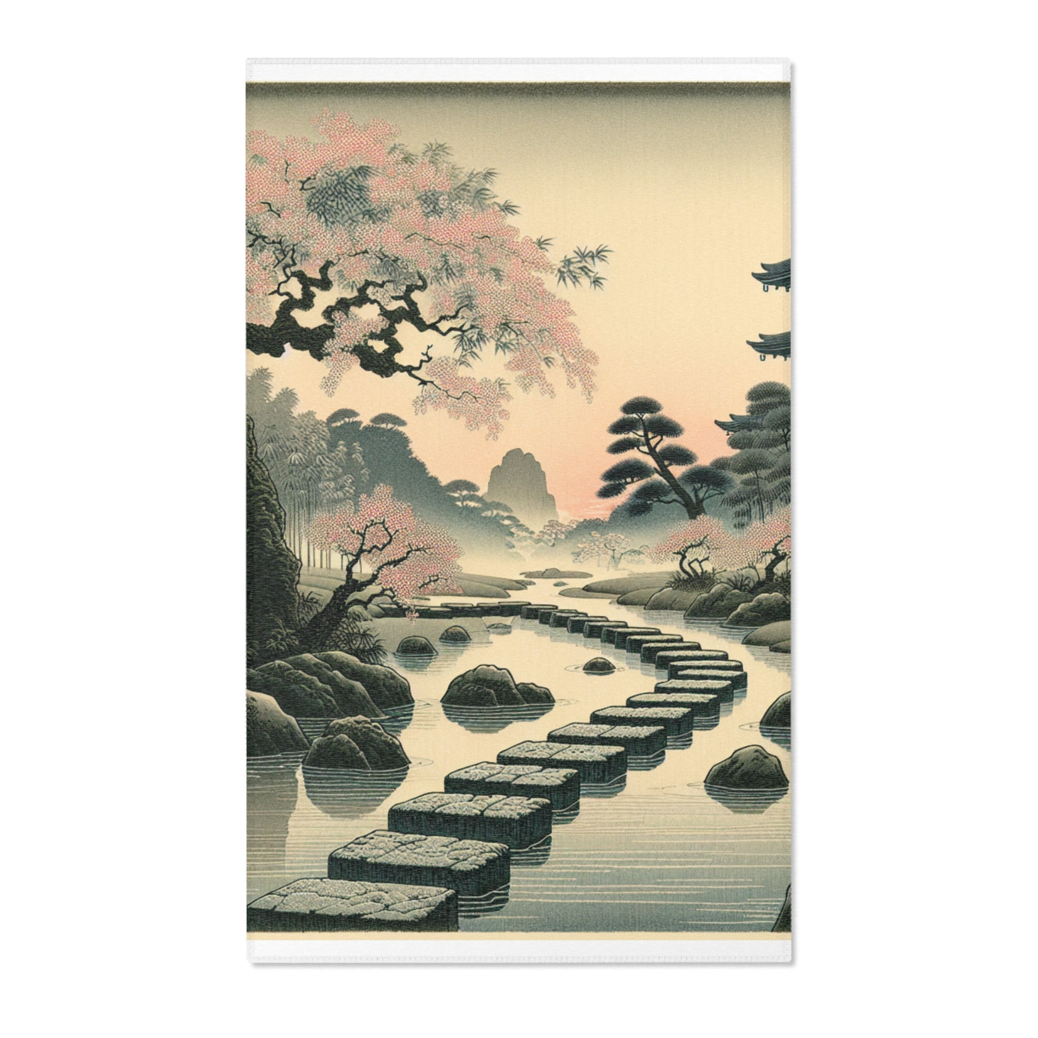 Traditional Artwork Area Rug with Dew-Soaked Bamboo