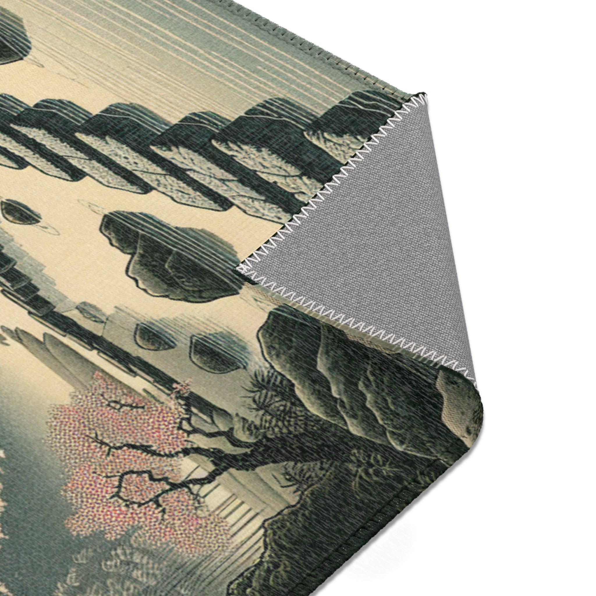 Traditional Artwork Area Rug with Dew-Soaked Bamboo