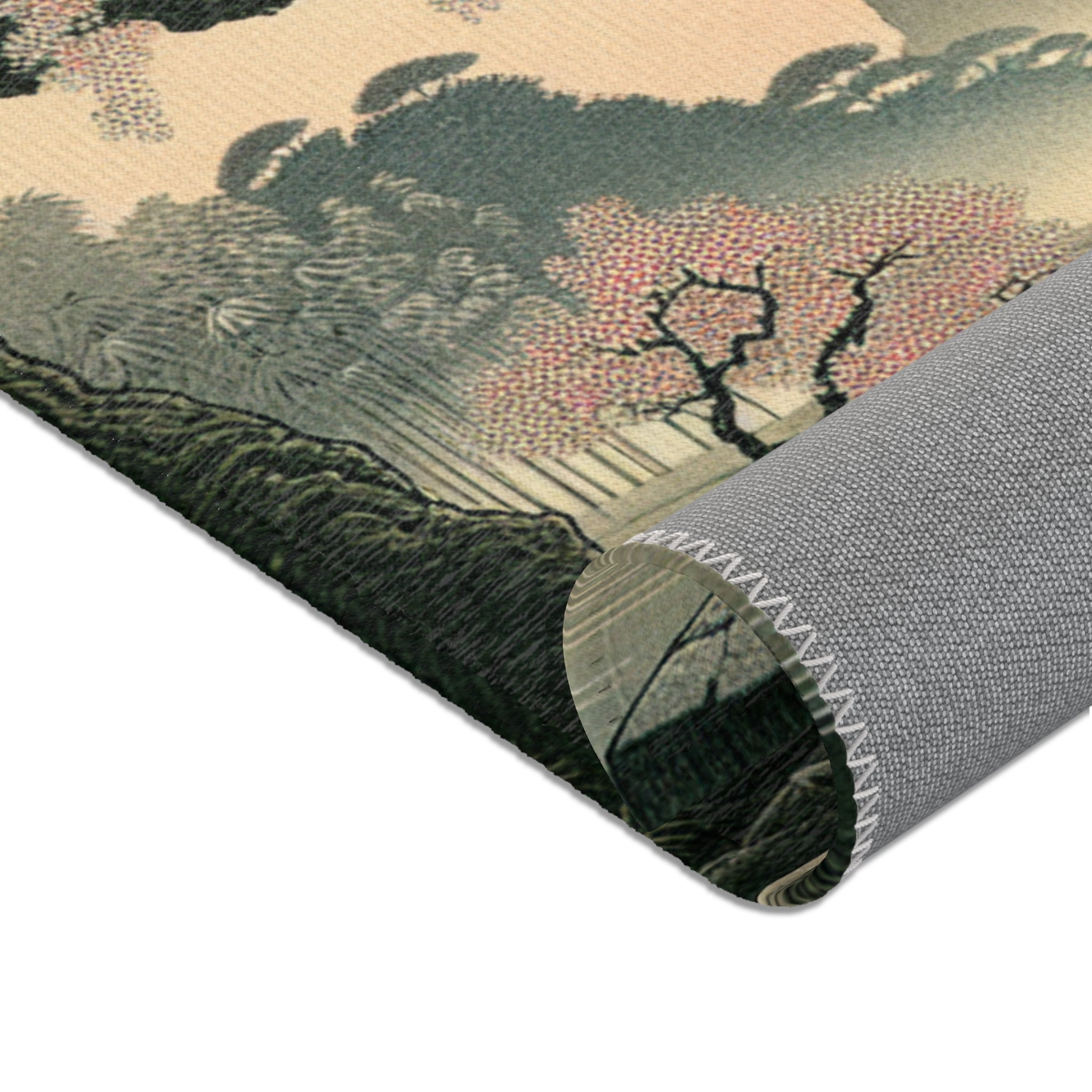 Traditional Artwork Area Rug with Dew-Soaked Bamboo