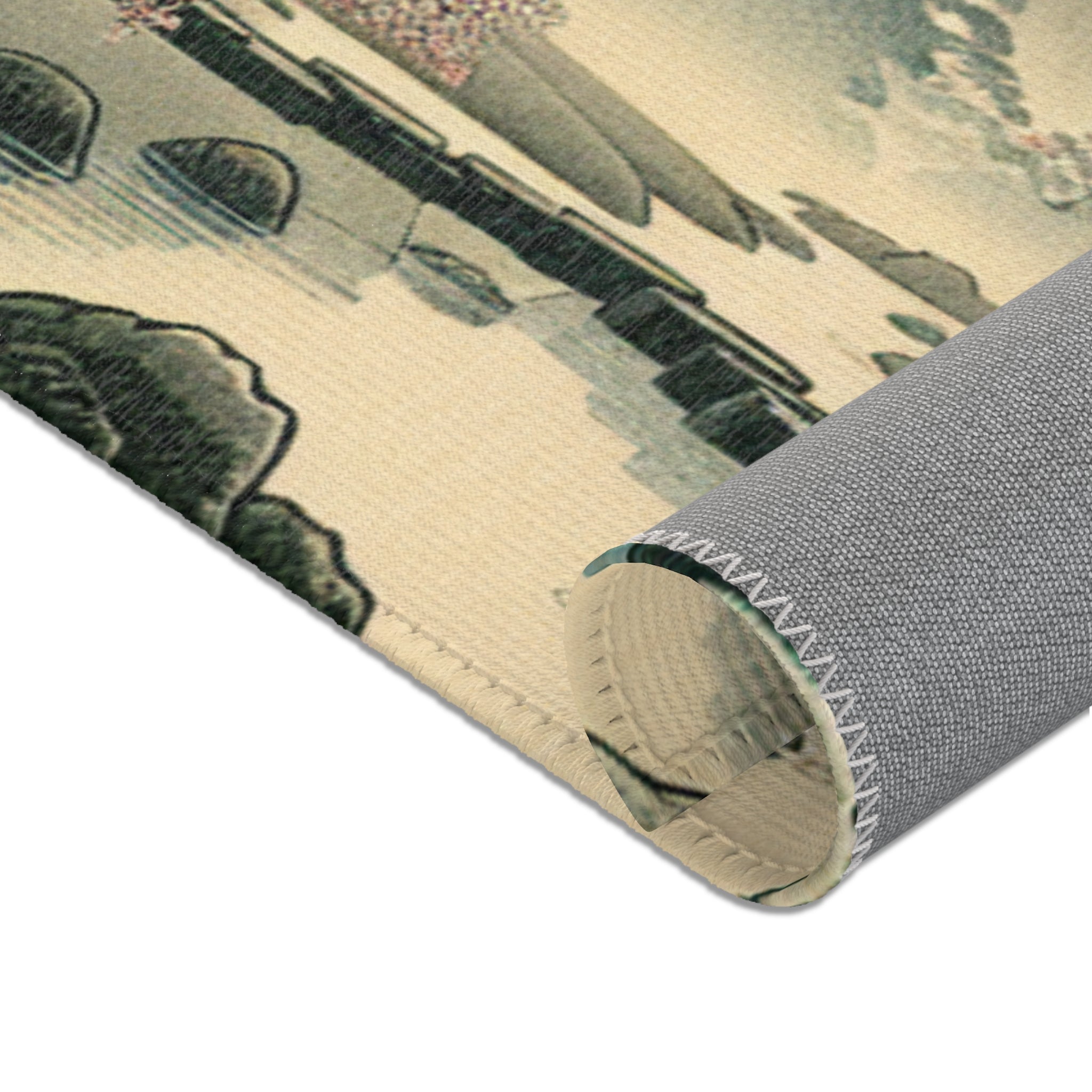 Traditional Artwork Area Rug with Dew-Soaked Bamboo