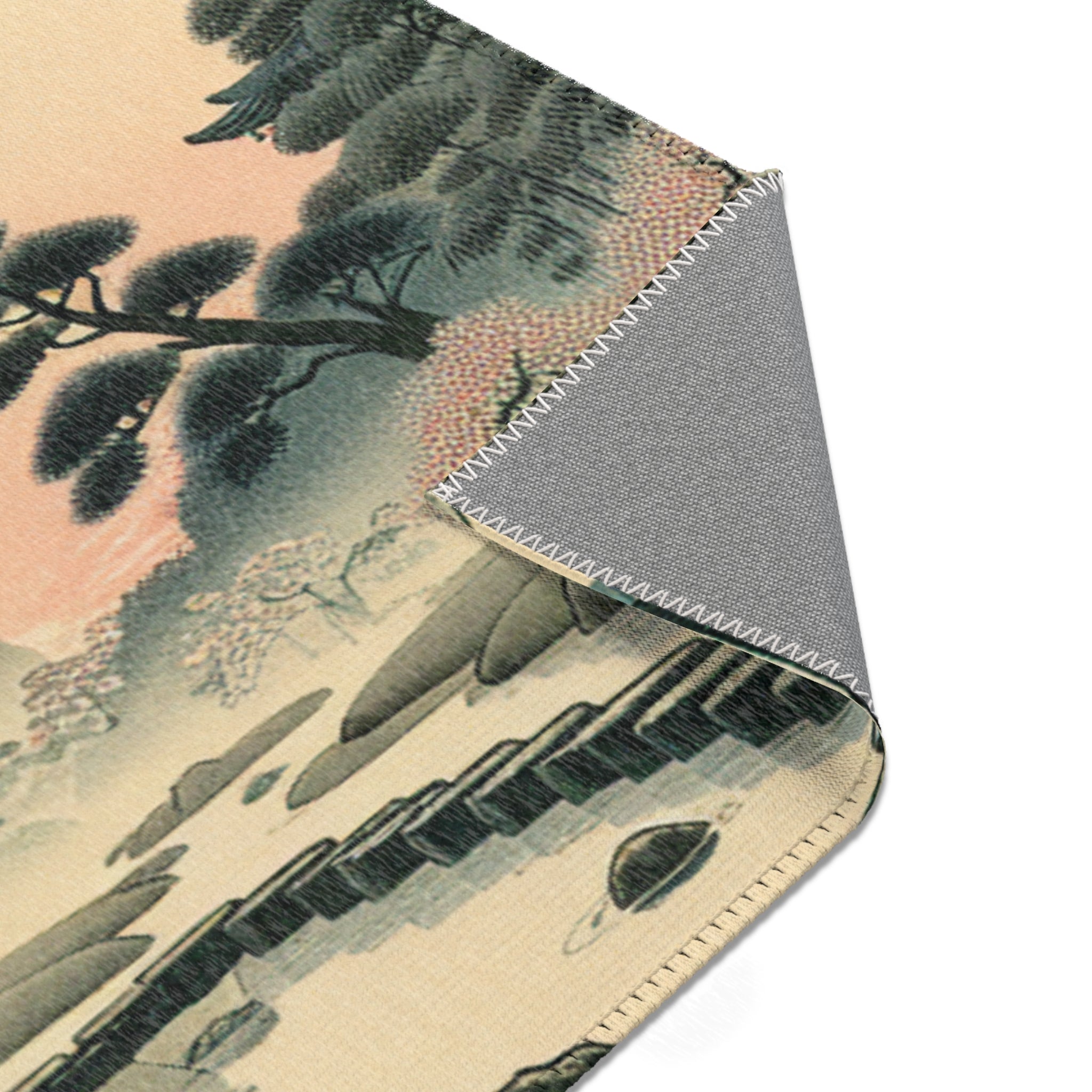 Traditional Artwork Area Rug with Dew-Soaked Bamboo