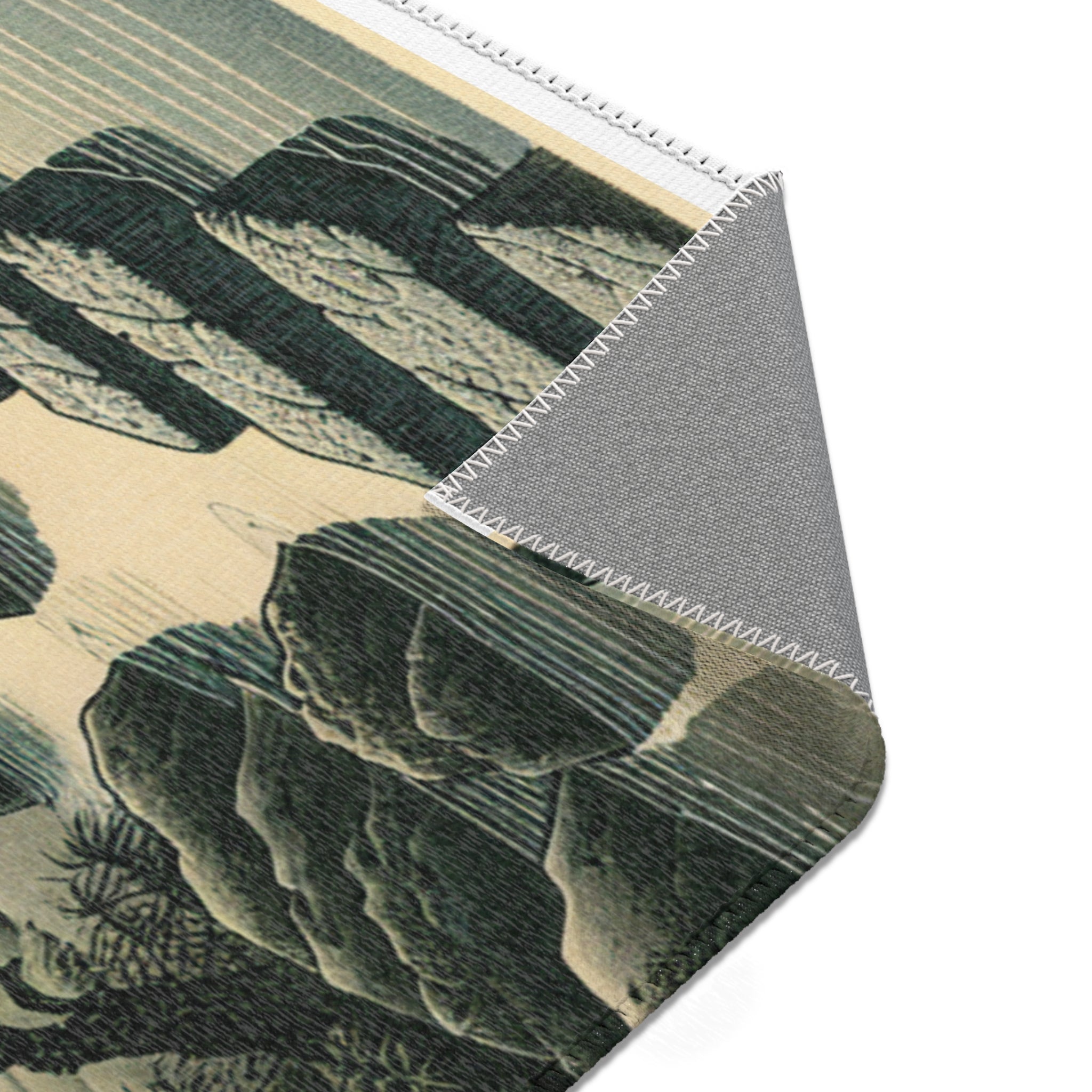 Traditional Artwork Area Rug with Dew-Soaked Bamboo