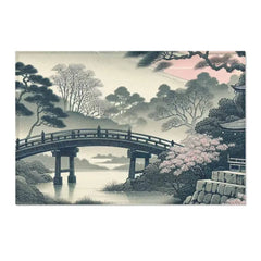 Traditional Ink Wash Japanese Landscape Area Rug 36’’ × 24’’