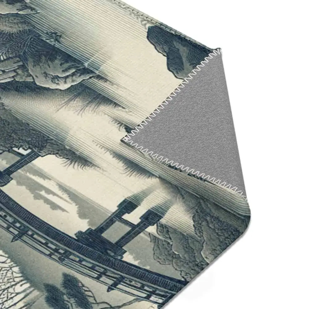 Traditional Ink Wash Japanese Landscape Area Rug