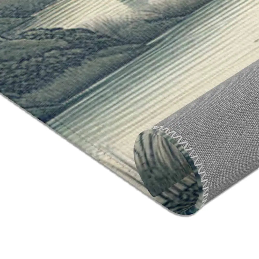 Traditional Ink Wash Japanese Landscape Area Rug