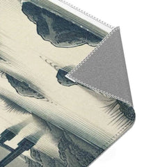 Traditional Ink Wash Japanese Landscape Area Rug