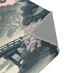 Traditional Ink Wash Japanese Landscape Area Rug