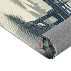 Traditional Ink Wash Japanese Landscape Area Rug