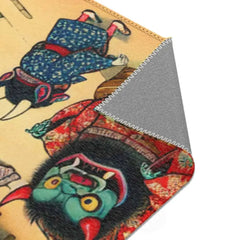 Traditional Japanese Area Rug with Yokai Folklore Design