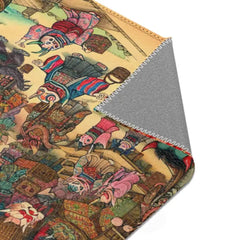 Traditional Japanese Area Rug with Yokai Folklore Design