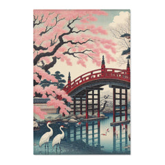 Traditional Japanese Art-Inspired Area Rug with Koi Pond
