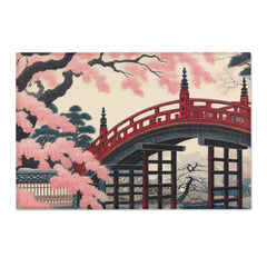 Traditional Japanese Art-Inspired Area Rug with Koi Pond