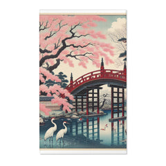 Traditional Japanese Art-Inspired Area Rug with Koi Pond