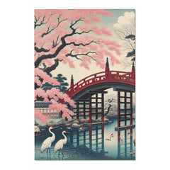 Traditional Japanese Art-Inspired Area Rug with Koi Pond
