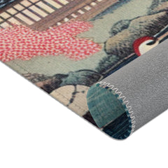 Traditional Japanese Art-Inspired Area Rug with Koi Pond