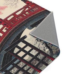 Traditional Japanese Art-Inspired Area Rug with Koi Pond