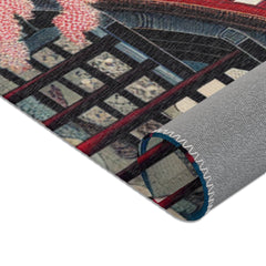 Traditional Japanese Art-Inspired Area Rug with Koi Pond