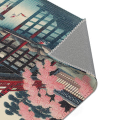 Traditional Japanese Art-Inspired Area Rug with Koi Pond