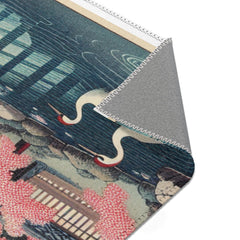 Traditional Japanese Art-Inspired Area Rug with Koi Pond