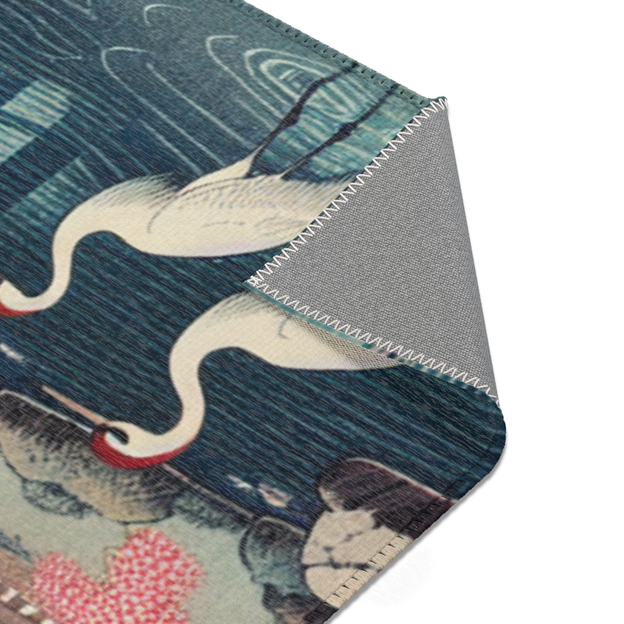 Traditional Japanese Art-Inspired Area Rug with Koi Pond