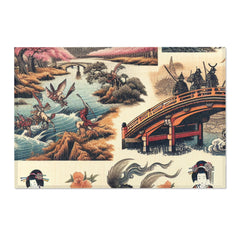 Traditional Japanese Art Rug with Elegant Geishas Dressed