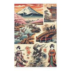Traditional Japanese Art Rug with Elegant Geishas Dressed