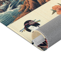 Traditional Japanese Art Rug with Elegant Geishas Dressed