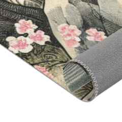 Traditional Japanese Art Scene Area Rug with Zen Garden