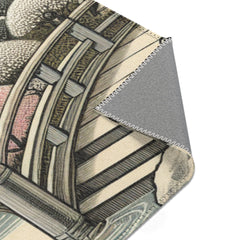 Traditional Japanese Art Scene Area Rug with Zen Garden