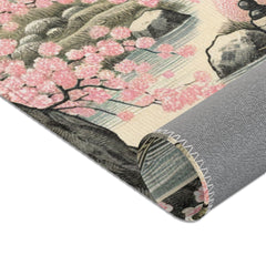 Traditional Japanese Art Scene Area Rug with Zen Garden