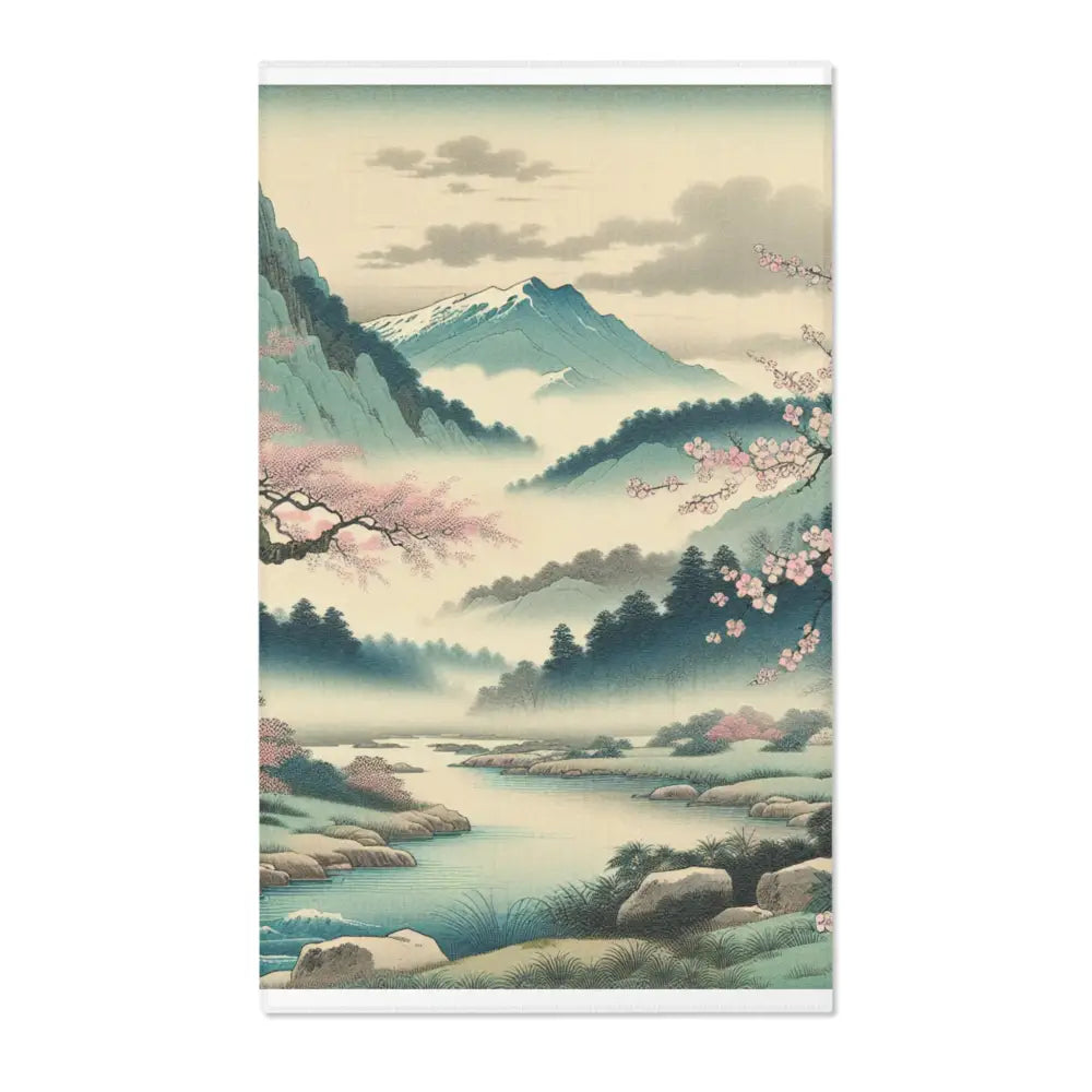 Traditional Japanese-Style Area Rug with Sakura