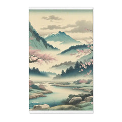 Traditional Japanese-Style Area Rug with Sakura