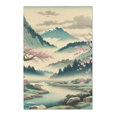Traditional Japanese-Style Area Rug with Sakura