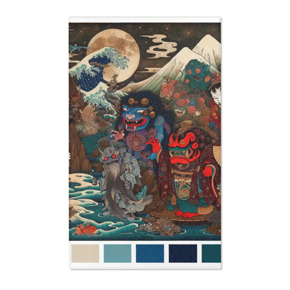 Traditional Japanese Yokai Area Rug in Edo Style 36’’ × 60’’