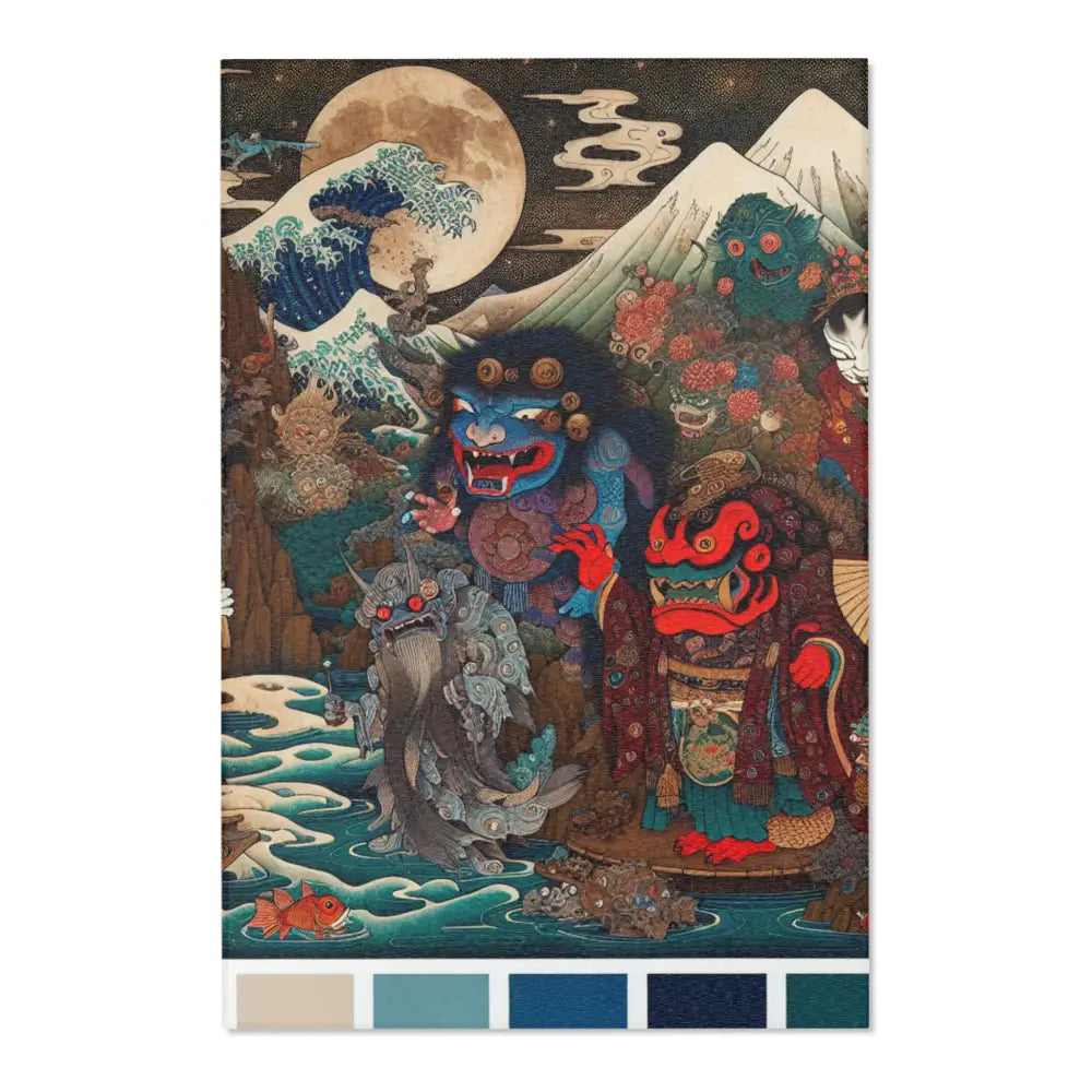 Traditional Japanese Yokai Area Rug in Edo Style 48’’ × 72’’