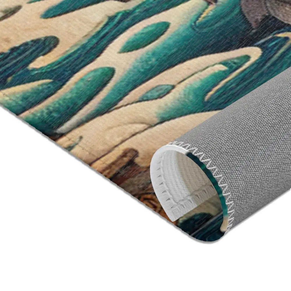 Traditional Japanese Yokai Area Rug in Edo Style