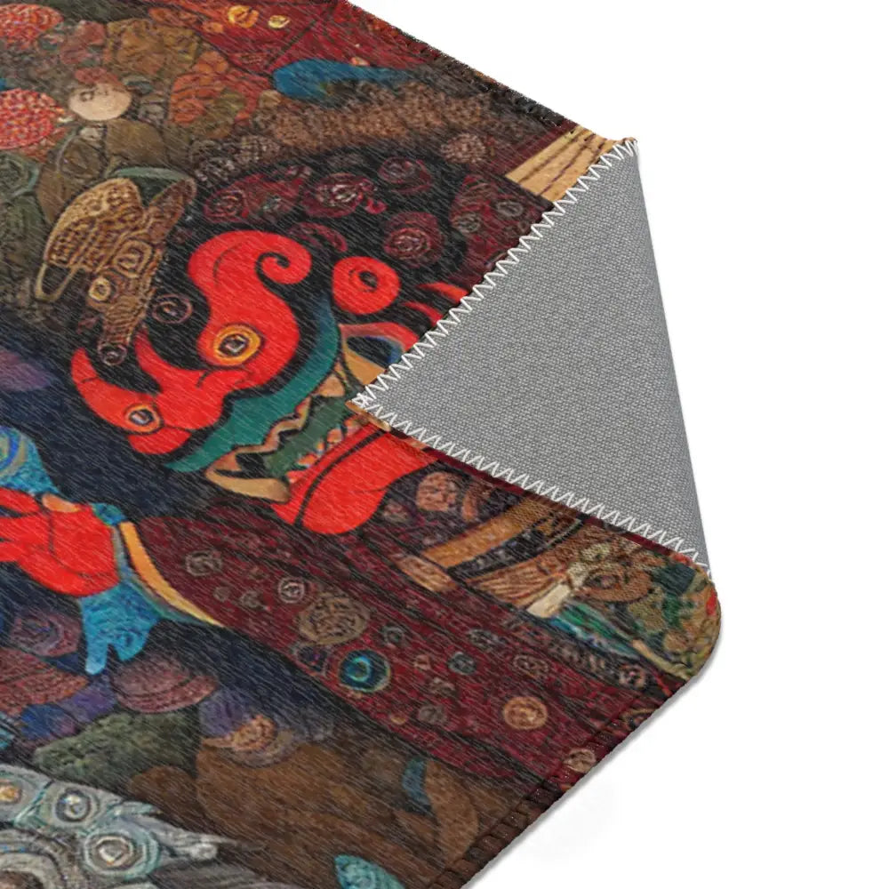 Traditional Japanese Yokai Area Rug in Edo Style
