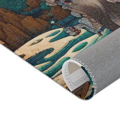 Traditional Japanese Yokai Area Rug in Edo Style