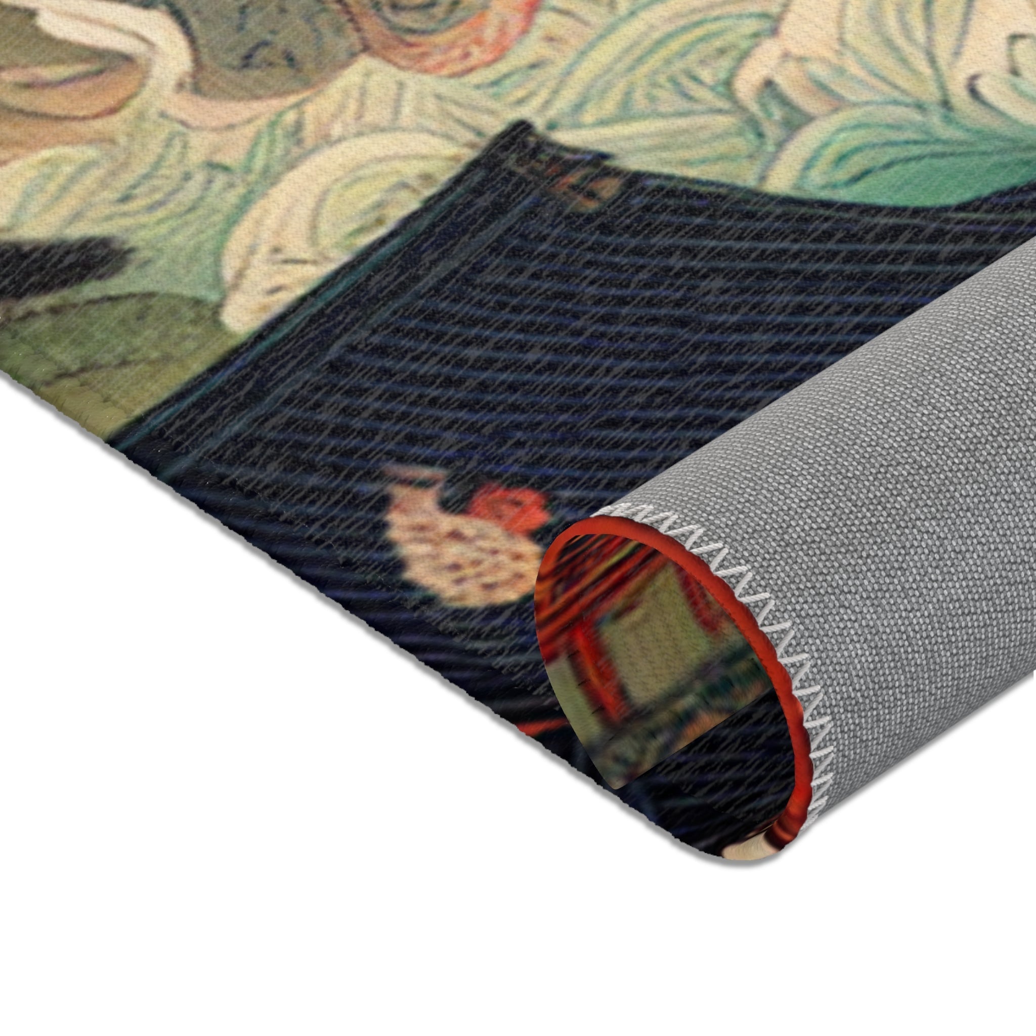 Traditional Japanese Yokai Area Rug Moonlit Edo Design