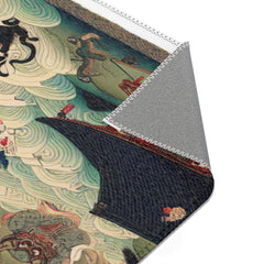 Traditional Japanese Yokai Area Rug Moonlit Edo Design