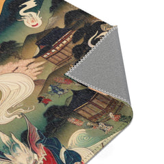 Traditional Japanese Yokai Area Rug Moonlit Edo Design