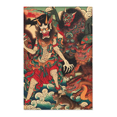Traditional Japanese Yokai Area Rug with Folklore Design