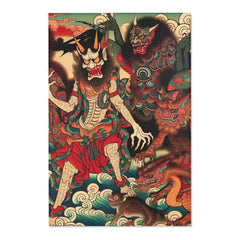 Traditional Japanese Yokai Area Rug with Folklore Design