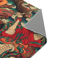 Traditional Japanese Yokai Area Rug with Folklore Design