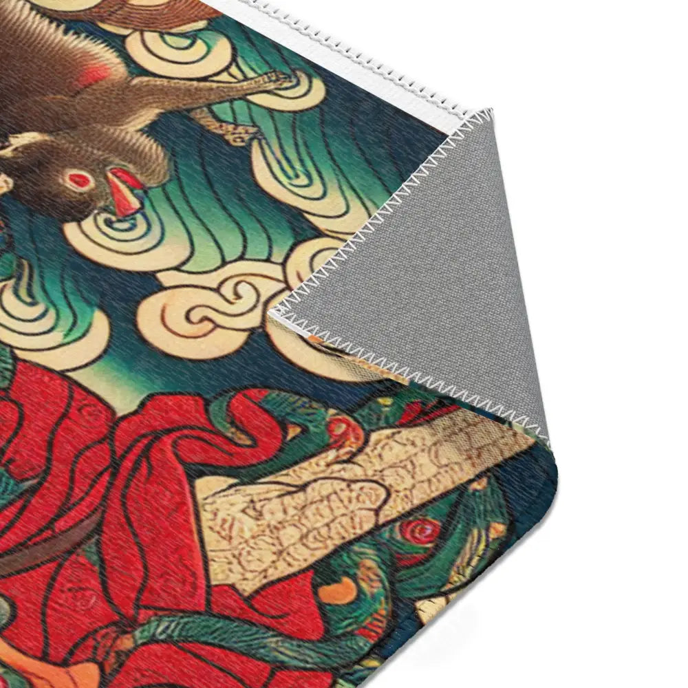 Traditional Japanese Yokai Area Rug with Folklore Design